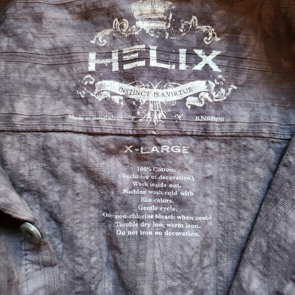 Helix Graphic Long Sleeve Button Up Shirt Mens Size XL Purple Cross Pride Honor - Picture 9 of 15